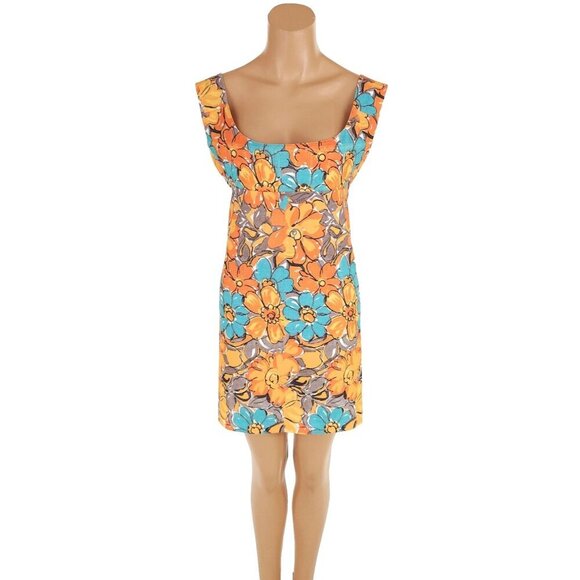 Miaou Vivi Mini Dress Size M Parisian Flower Orange $275 - Picture 2 of 15